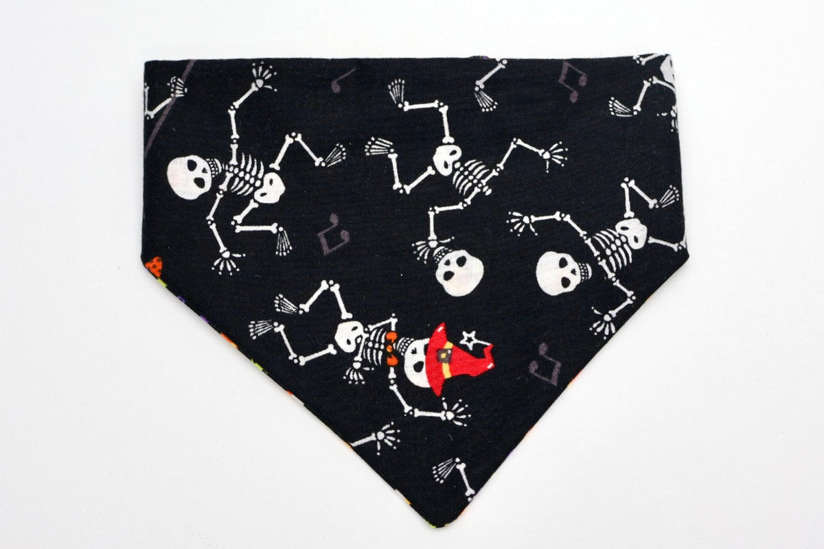 Skeletons on Black – Reversible Pet Bandana
