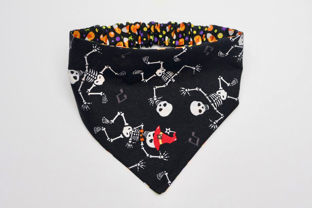 Skeletons on Black – Reversible Pet Bandana