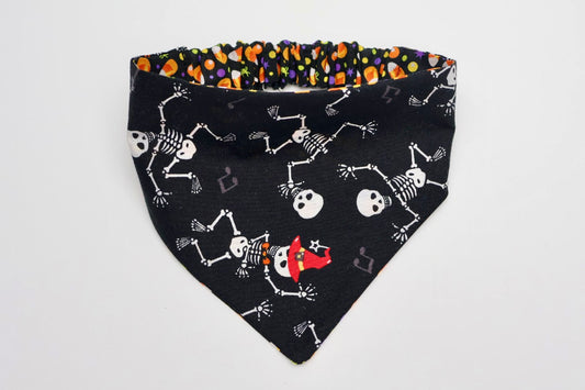 Skeletons on Black – Reversible Pet Bandana